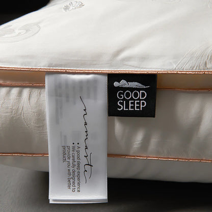 Pure Cotton Satin Jacquard Silk Pillows 48*74cm Mulberry silk Filling Anti Mite Soft Fluffy Hotel Sleeping Bedding Pillows.