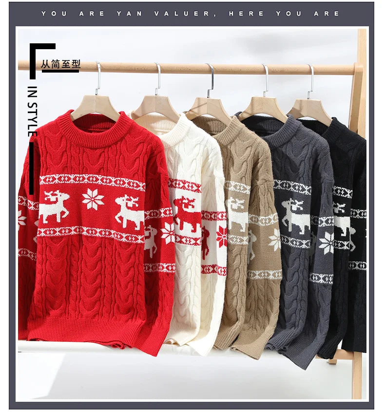 2024 Winter sweater new High End Luxury Cashmere Sweater Men Thick Warm Mens Sweaters With Deer Korean Harajuku Christmas Jumper.