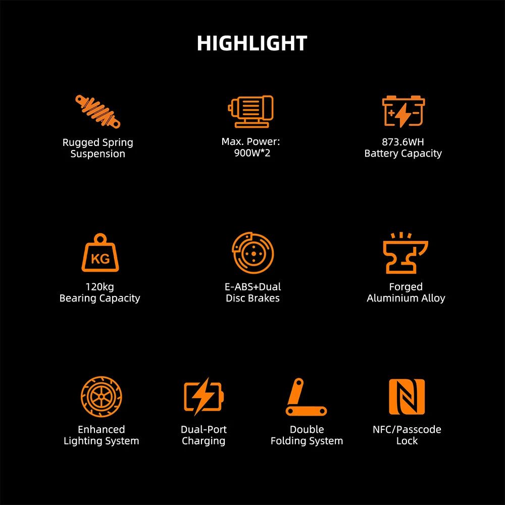 Aumom Electric Scooter, 800W 48V 15.6Ah Battery, 10 inch Tires, 45 km/h Max Speed, 70km Range, Disc Brakes, NFC & Passcode Lock.