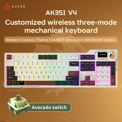 NEW Ajazz AK35I V3 MAX Tri-mode Wired Bluetooth Wireless Gaming Keyboard Gasket Full Key Hot Swap 104 Keys Customized Keyboard
