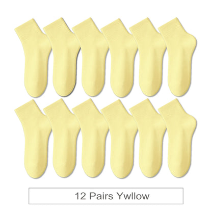 12 Pairs New Woman Cotton Socks Men Sock Short Ankle Colorful Autumn Spring Soft Breathable Colorful Girl Sock