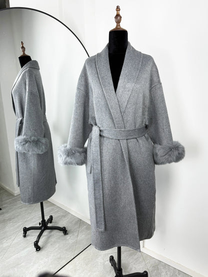 TARUXY Fuchspelz-Wollmäntel für Damen, kurzer Mantel, Bürodame, abnehmbarer, eleganter doppelseitiger Wollmantel, 2025, neue Strickjacke