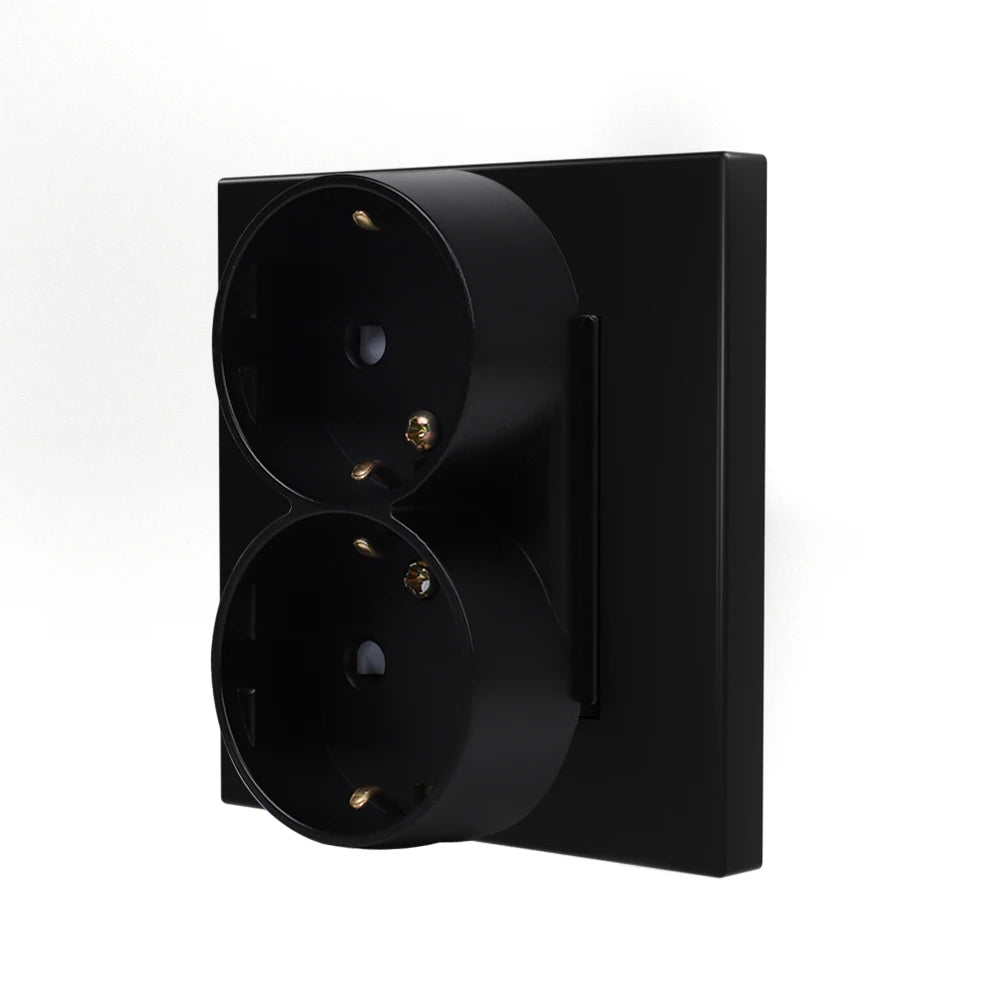 EU-Wand-Doppelsteckdosen, 110–250 V, 16 A, Dual-Steckdosen für Zuhause, Büro, elektrischer Stecker, 86 mm, Kunststoffplatte, Weiß, Schwarz, Grau, Gold.