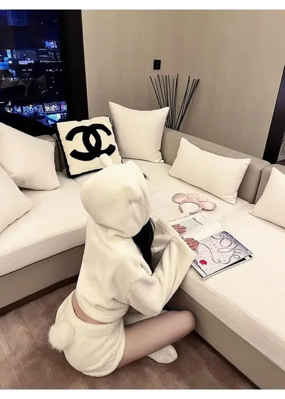 Stylish Pajama Sets for Women Kawaii Girls Autumn Winter Clothing Japan Style Long Sleeve Shorts Young Students Home Casual Soft.