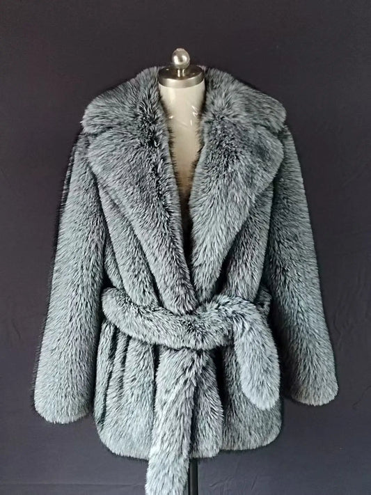 Damen-Winterjacke 2025, echter silberner Fuchspelzmantel mit natürlichem Waschbärfellfutter, warme Oberbekleidung aus Wollgeflecht für Streetwear