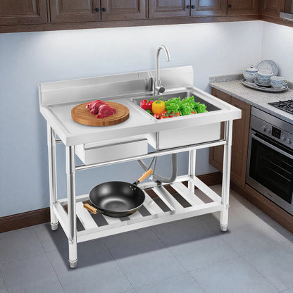 Unabhängiges Einzelwaschbecken für die Küche, Waschbecken aus Edelstahl für Küche, Badezimmer, maximale Tragfähigkeit 150 kg