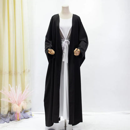 Offene Front Abaya Langarm solide Muslime aus Kaftan lose Maxi Länge Kleid Frauen Jilbabs Cardigan Mantel Damen bekleidung.