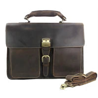 Vintage verrückte Pferd Echt leder Männer Aktentasche große Business-Tasche Einkaufstasche 15.6 "Laptop-Tasche Attache männliche Umhängetasche.