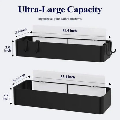 Großer Duschkorb, 2er-Pack, selbstklebender Dusch-Organizer, bohrfreie Duschregale für Innendusche und Badezimmer