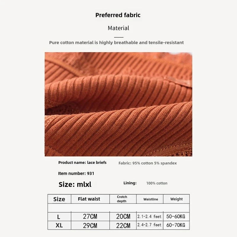 4 Pcs Lace Wavy Trim Bikini Panties, Comfy & Breathable Elastic Intimates Panties, Women's Lingerie & Underwear.