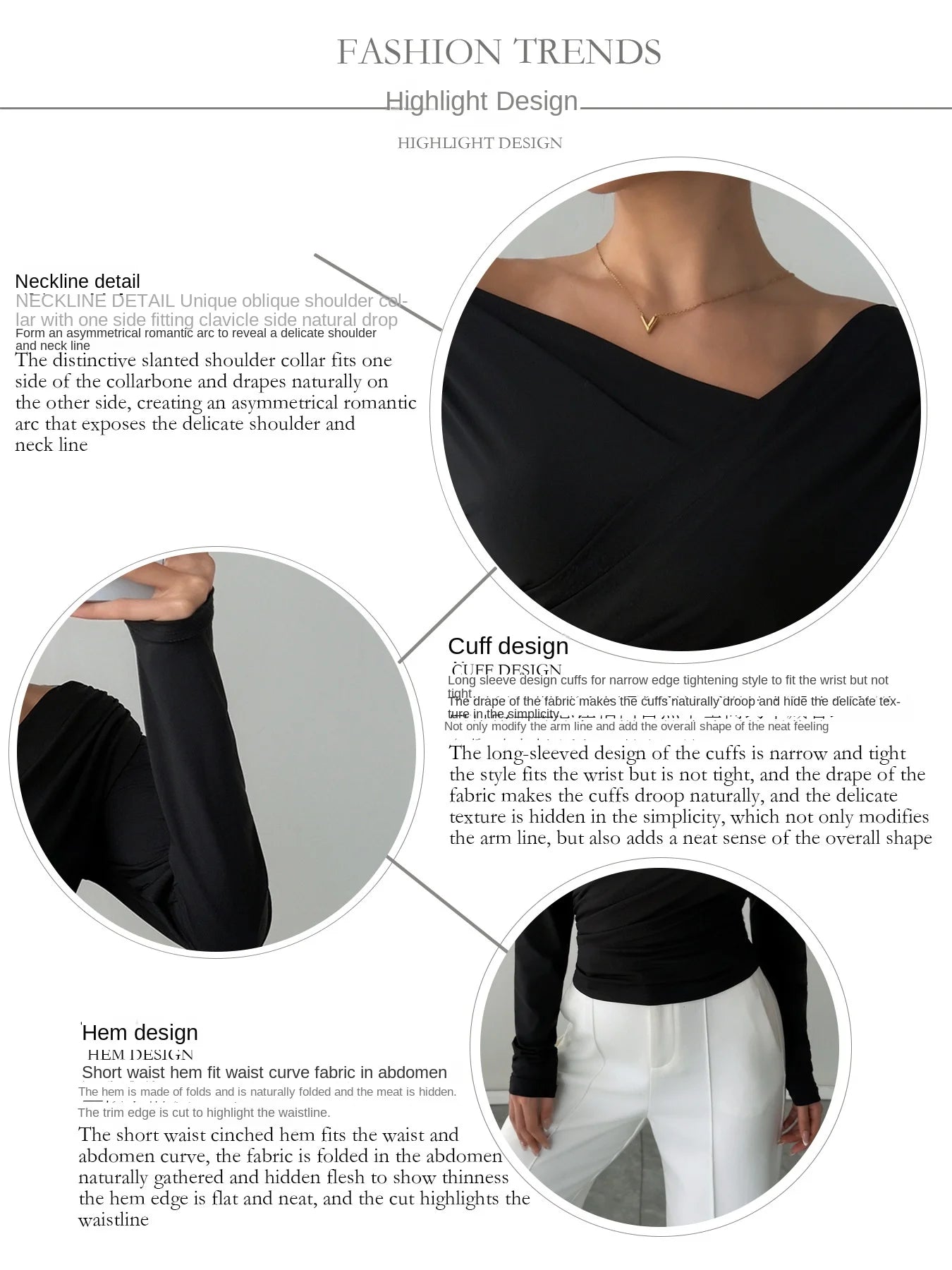 Phantasy New Solid Color Top Fashion Slant Shoulder Collar Shoulder Slimming Long Sleeve Commuter Top Vestido Elegant Tops.