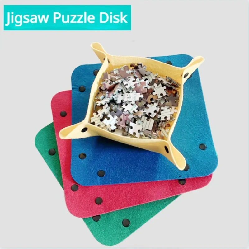 6 Colors Jigsaw Puzzle Disk Set 1000 Pieces Plus Portable Multifunctional Pad Storage Partition Tray for Kids and Adults.