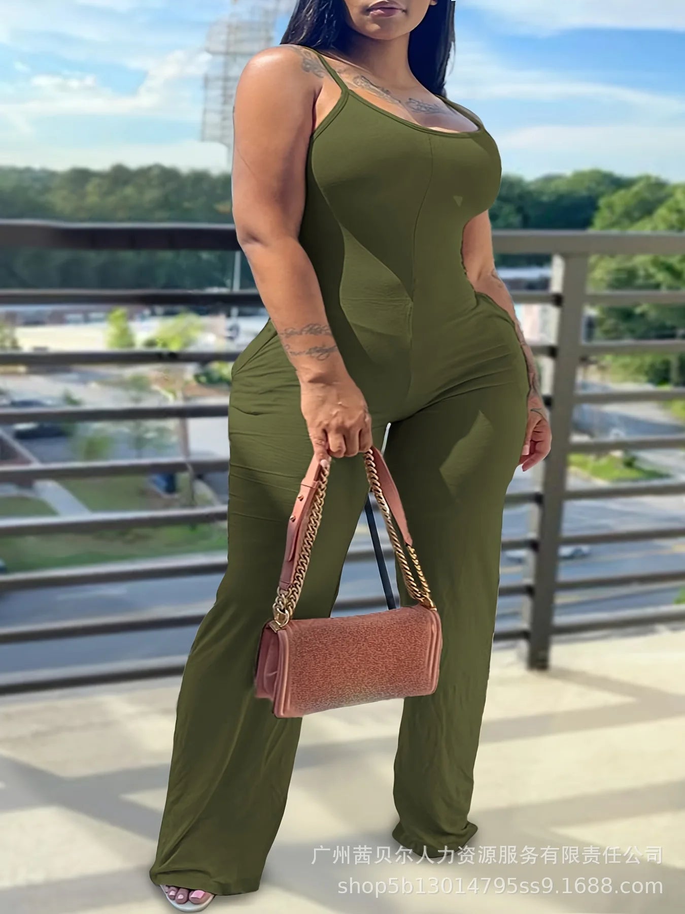 Women's Fashion Large Size Pit Strip Bodysuit.