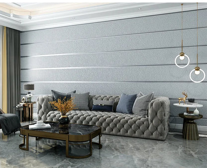 Hirschhaut Samt horizontal gestreifte Tapete Wohnzimmer Schlafzimmer gestreifte Film- und Fernsehwand 3D-Relief verdickte Tapete