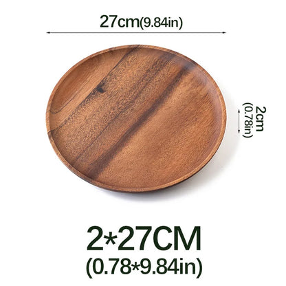 Natural Wood Hand-made Dinner PlatesUnbreakable Plate Sushi Dessert Fruit Bread Snack Tray Kitchen Bar Tableware Home Decoration.