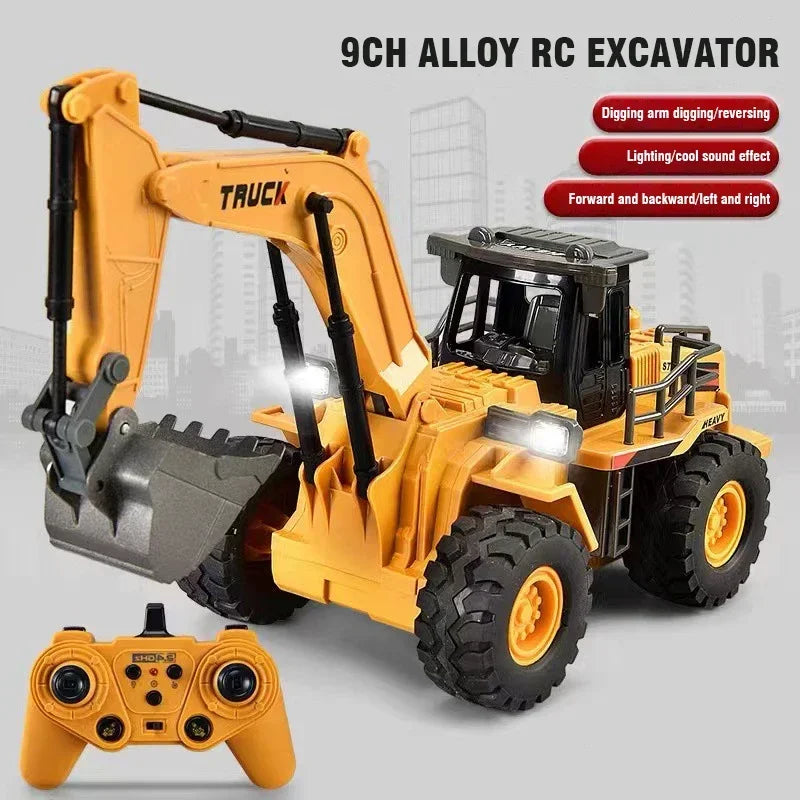 9Ch Rc Car 2.4G Remote Controlled Multi-Functional Dump Truck Bulldozer Excavator Engineering Vehicle Kids Toys for Boys Gifts.