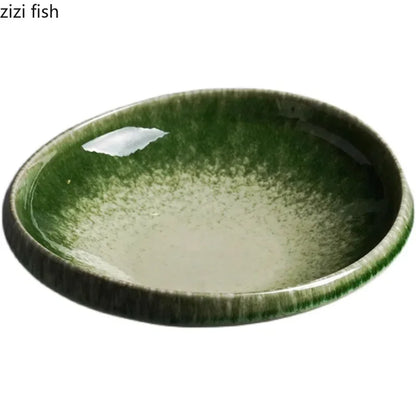 Retro Kiln Changes Ceramic Dinner Plate Irregular Salad Plate Pasta Plate Dessert Snack Plates Restaurant Creative Tableware.