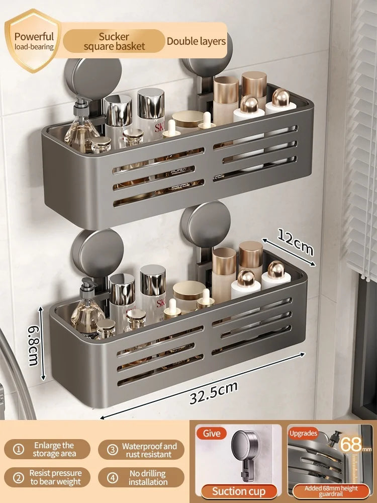 Badezimmer-Aufbewahrungsregal, Saugnapf, perforationsfreies Badezimmer, dreieckiger Toilettenwaschbehälter, Eck-Badezimmer-Aufbewahrungsregal