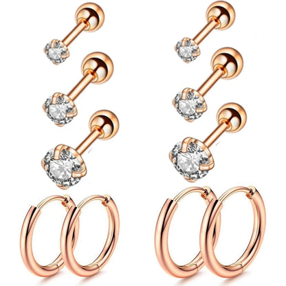 Cyrstal Tragus Stud Earrings Set Cluster Helix Piercing Stud Bulk Cartilage Huggie Earring Hoops Ear Lobe Hoops Circle Jewelry.