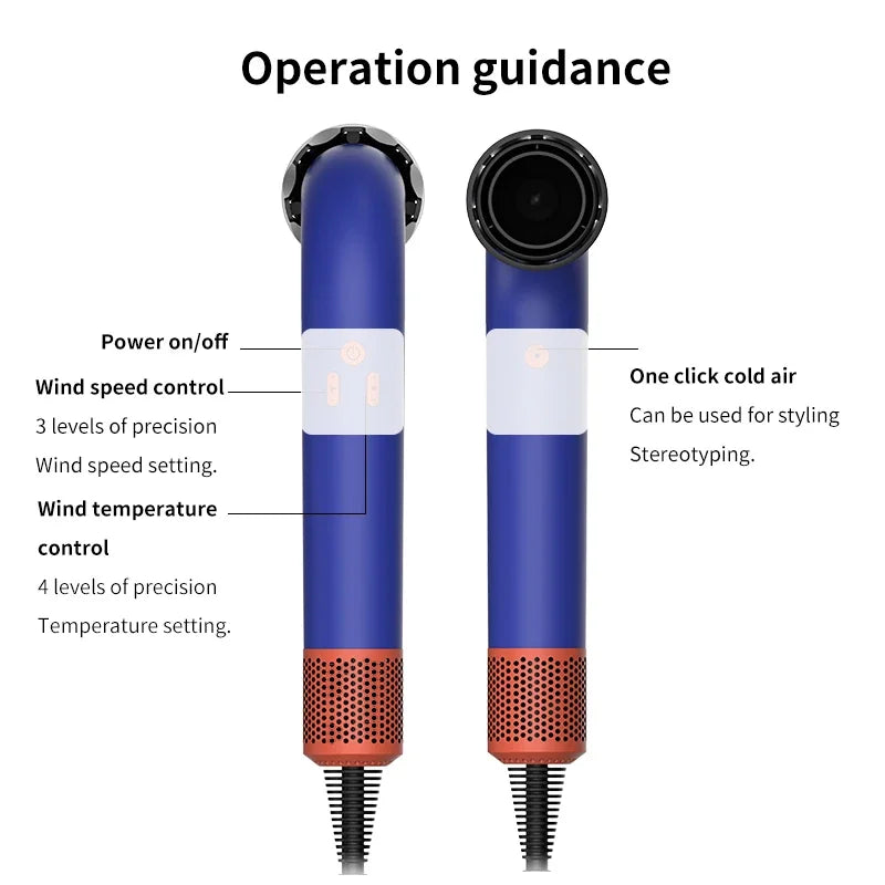 1400W pure original high-power hair dryer, dries hair quickly, lightweight body, low noise, comes with various types of nozzles.