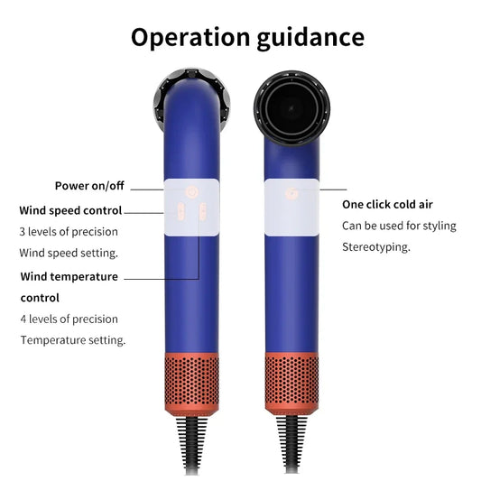 1400W pure original high-power hair dryer, dries hair quickly, lightweight body, low noise, comes with various types of nozzles.