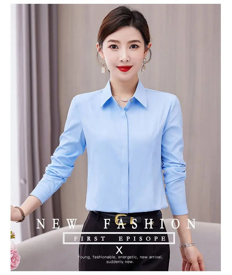 White Shirt Long-sleeved Slim Shirt Korean Style Professional Work Clothes Work Clothes