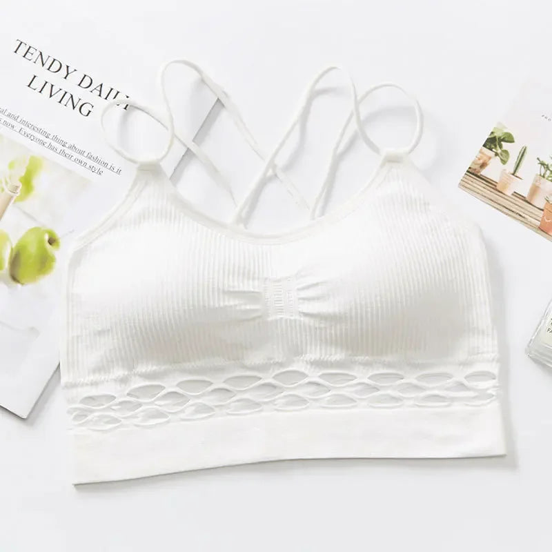 Tube Top Woman Bra Sexy Lingerie Female Fitness Top Cross Strap Seamless Underwear Active Bra Women's Intimates.