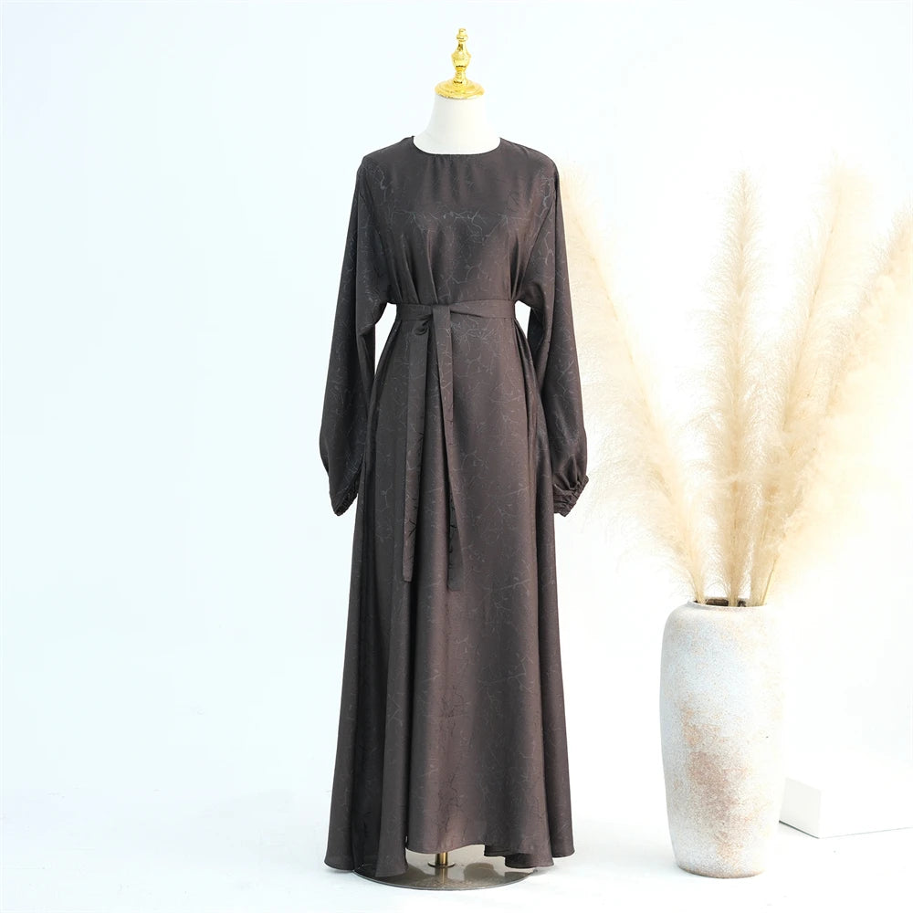 Ramadan Eid Satin Dubai Long Modest Dress Abaya Damen Islam Muslim Kaftan African Dresses For Women Kebaya Robe Femme Musulmane