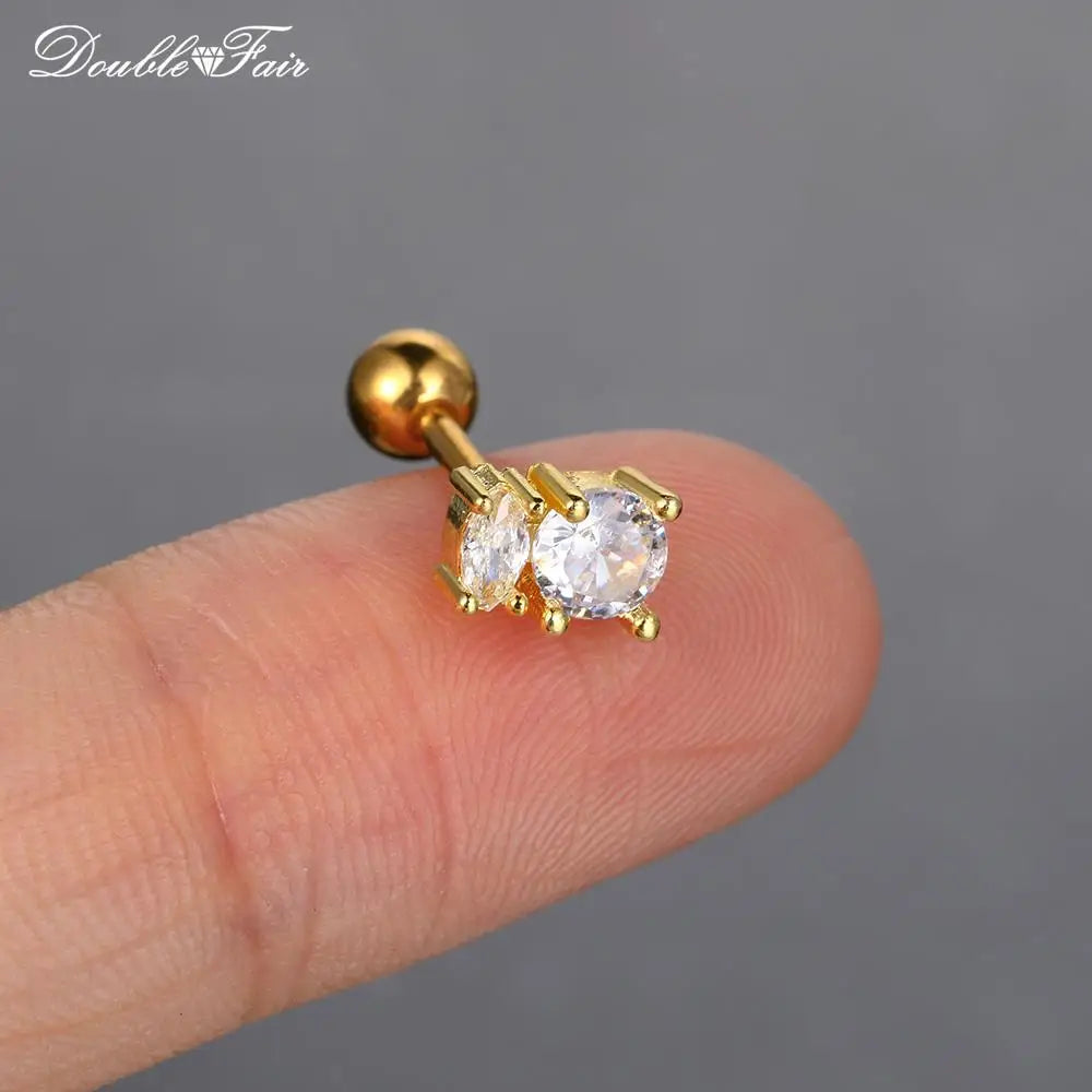 1pc Cartilage Tragus Helix Daith Crystal Ear Piercing Stud Earrings for Women Mini Screw Stainless Steel Stacking Ear Jewelry