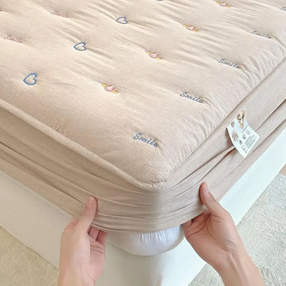 Cotton Mattress Single-piece Simmons Mattress Protective Cover Non-slip Fixing Bed Dust Cover.