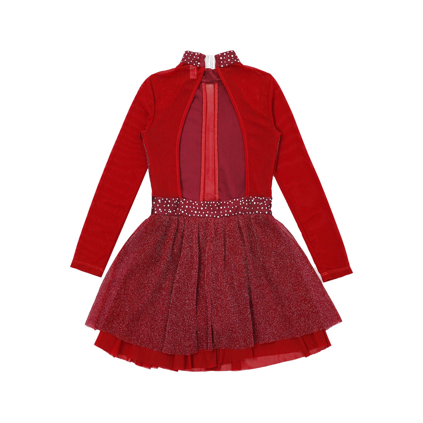 Kinder Mädchen Eiskunstlauf Kostüm Ballett lyrische Tanz gymnastik Trikot Kleid Langarm glänzend Mesh Performance Dance wear