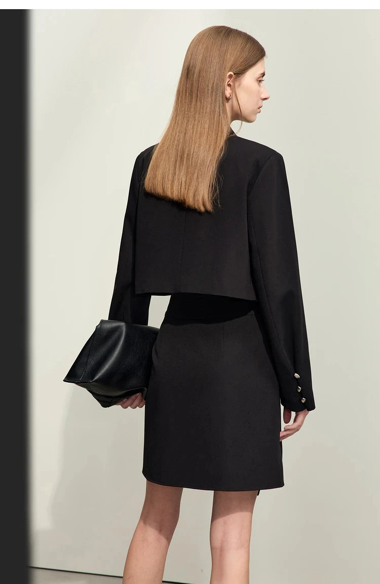 AMII Minimalism Casual Shorts Skirts Women High Rase 2024 Autumn New Fashion Commuter Lady Straight Blazer A-Line Skirt 12343035