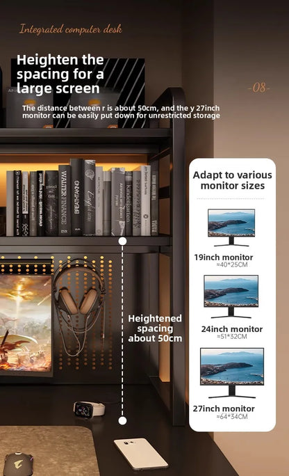 Schreibtisch, Bücherregal, integrierter Schreibtisch mit Lochbrett, Schlafzimmer, E-Sport-Tisch, Desktop-Computertisch