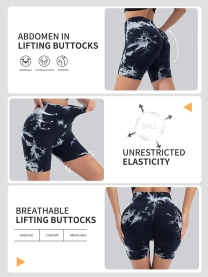 Tie Dye Seamless Leggings for Women High Waist Yoga Pants Scrunch Butt Lifting Elastic Tights Wide Waistband Sports Leggings.