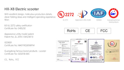 HX X8 Powerful Electric Scooter 350W 10AH 36V Removable battery EScooter Foldable 10.0 inch Wheel Self-Balance E Scooter