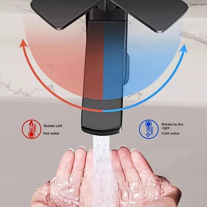 Stainless Steel Black Square Hot and Cold Dual-use Basin Faucet Home Kitchen Bathroom Cabinet Faucet