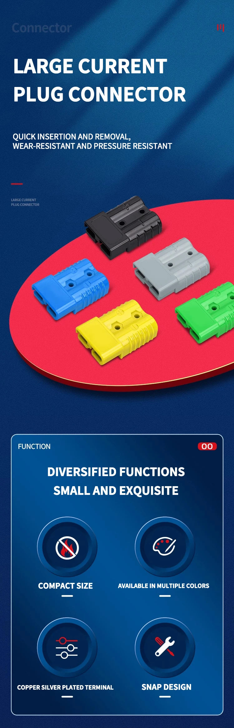 4Pcs Anderson Plug 50A/120A Anderson Connector Power 2 Pin Battery Charging Plug Connector.