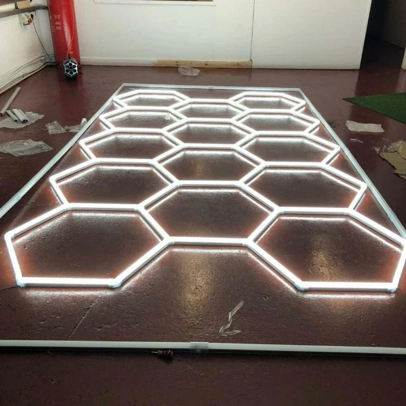 LED Garage Ceiling Hexagon Light Connector Honeycomb Detailing Car Auto Body Repair Wash Station Workshop Tube Light Customized.