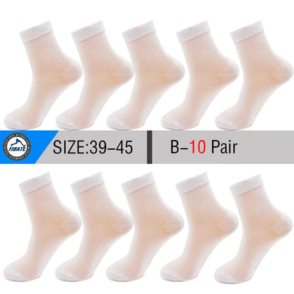 10 Pair Men's Summer Mesh Bamboo Fiber Socks Fashionable Breathable Business Socks Suitable For Sweaty Feet Casual Socks