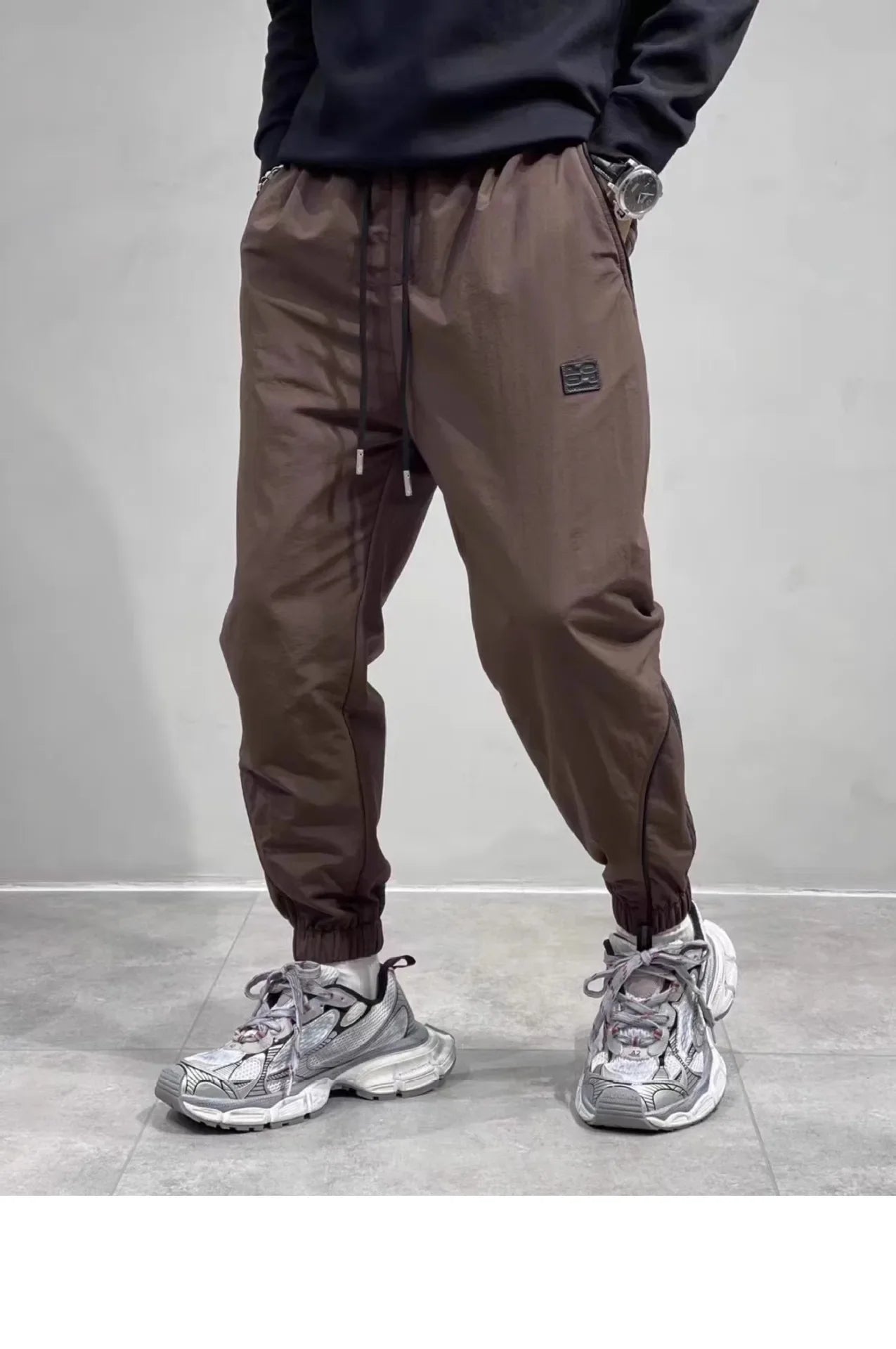 2024 Spring Autumn Men's Long Pants Loose Fit Plus Size Casual Nine Point Plus Size Harem Workwear Bunded Pants Men