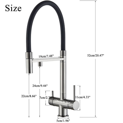 Rozin Filter Water Kitchen Faucet Black Pull Down Flexible Sprayer Faucets 2 in 1 Purification Pure Water Mixer Tap 360 Swivel