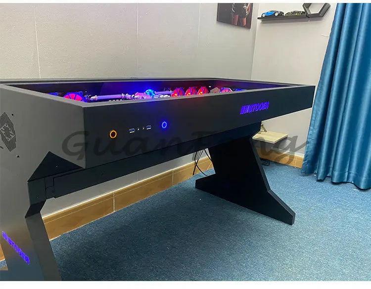 Computergehäuse für große Spieler, All-in-One-Tisch, hochwertiger Desktop, vollständig transparent, großes Gehäuse, cooler wassergekühlter Sci-Fi-Spieltisch