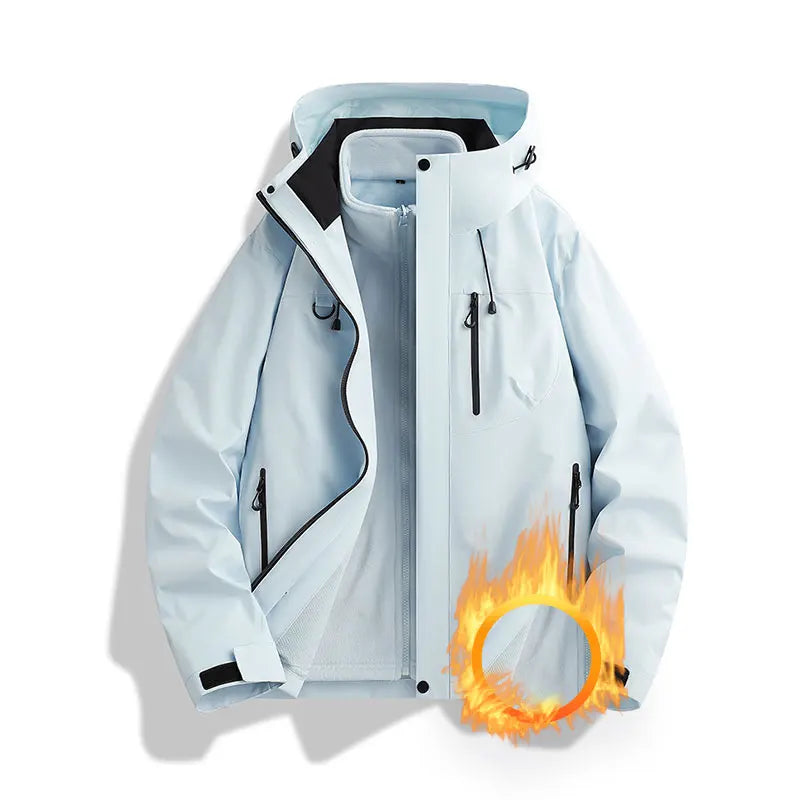 Winter Jacket Outdoor 3-in-1 Waterproof Sport Coat Running Unisex Hooded Hiking Jacket Warm Breathable Outdoor Couple Loose Coat