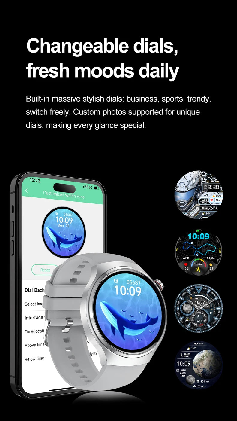 2025 New Watch 4 GT Series Smart Watch Men AMOLED Screen Heart Rate Health Monitoring Bluetooth Call Business Smartwatch Man.