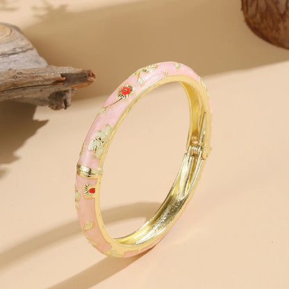 FTCY Vintage Bracelet For Women Small Flower Ethnic Style Cloisonne Bangles Women's Elegant Jewelry Gifts.