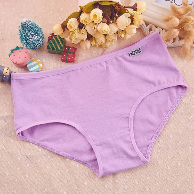 7Pcs/Lot Women's Panties Cotton Plus Size Underwear Girls Briefs Breathable Solid Color Panty Underpant Female Lingerie M-4XL.