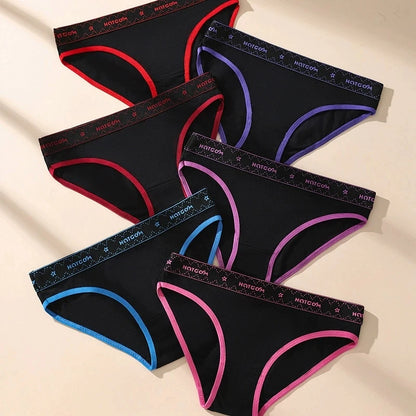 6Pcs Sexy Women Panties Soft Cotton Underpants Black Underwear Girls Briefs Female Breathable Stretch Panty Female Lingerie XS-L.