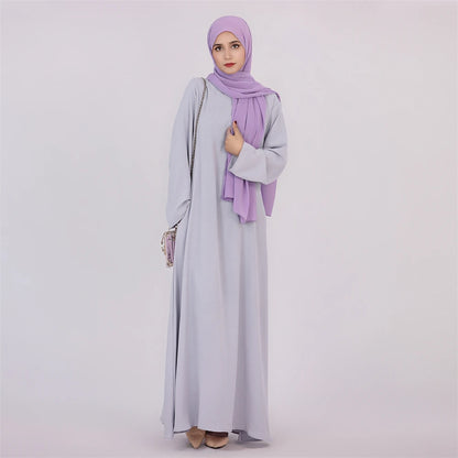 Ramadan Eid Solid Linen Dubai Abaya Turkey Islam Muslim Modest Dress Kaftan Prayer Clothes For Women Kebaya Robe Femme Musulmane