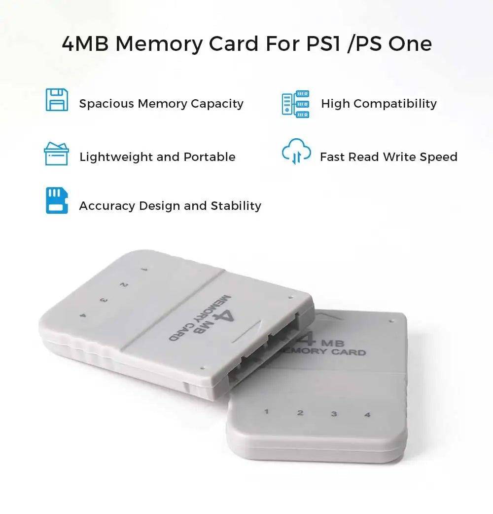 BlueRetro 1PC/2PC 4M Memory Card For PS1 Save Game Card  For PlayStation1 PS One Game Consoles Data Saving Progress Memory Card.