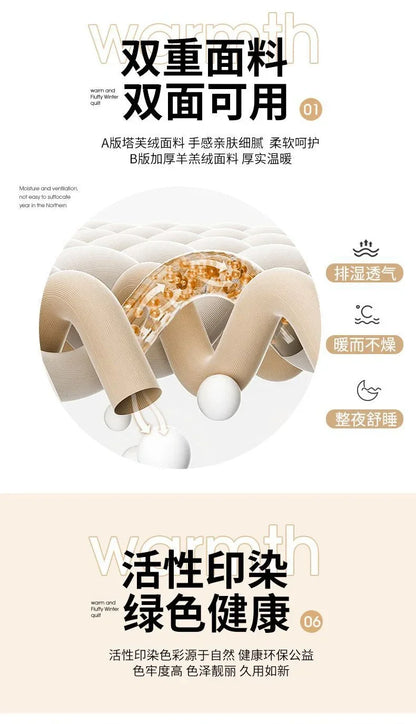 New Super Thick Winter Warm Blanket for Bed Artificial Lamb Cashmere Weighted Blankets Soft Comfortable Warmth Quilt Comforter.